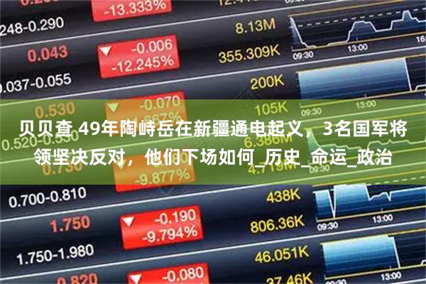 贝贝查 49年陶峙岳在新疆通电起义，3名国军将领坚决反对，他们下场如何_历史_命运_政治