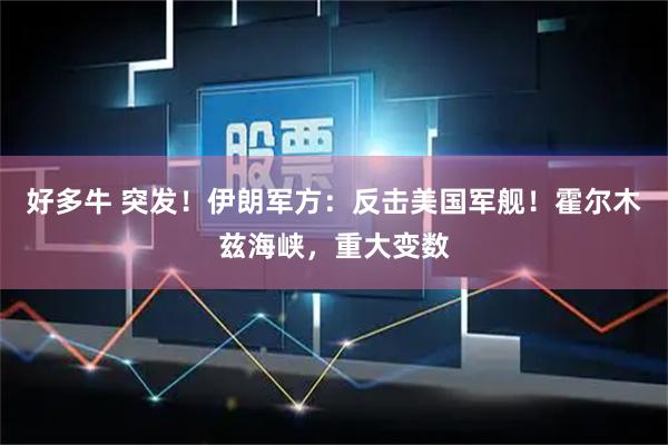 好多牛 突发！伊朗军方：反击美国军舰！霍尔木兹海峡，重大变数